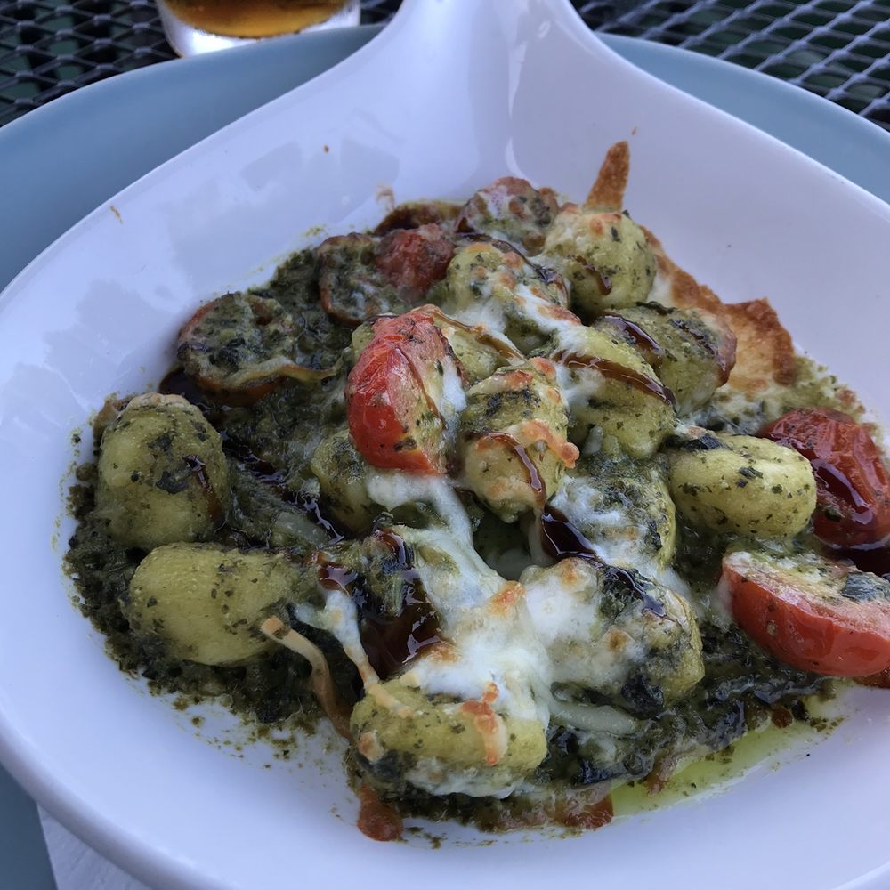 The Coastal Cabin - Baked Pesto Gnocchi with mozzarella and tomatoes (a split portion) - Comfort Food Near Me - Narragansett, Rhode Island The Coastal Cabin - Baked Pesto Gnocchi with mozzarella and tomatoes (a split portion) - Comfort Food Near Me - Narragansett, Rhode Island
