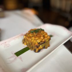 Gymkhana - Achari Paneer Tikka, Fig, Cashew Nut, Corn Chaat (Appetizer in Lunch Menu (~£60))
