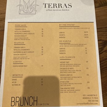 Terras Urban Mexican Kitchen - Menu - Breakfast & Brunch Near Me - Brownsville, Texas Terras Urban Mexican Kitchen - Menu - Breakfast & Brunch Near Me - Brownsville, Texas