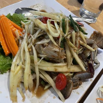 Palms Thai Restaurant - Papaya salad with fermented fish sauce and blue crabs - Seafood Near Me - Los Angeles, California Palms Thai Restaurant - Papaya salad with fermented fish sauce and blue crabs - Seafood Near Me - Los Angeles, California