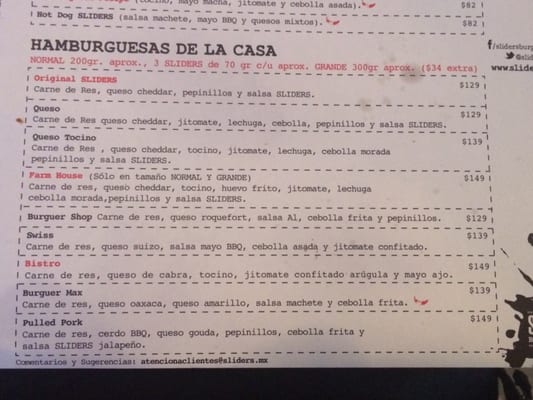 Menu photo 2 Sliders Burger Shop México, D.F., DIF