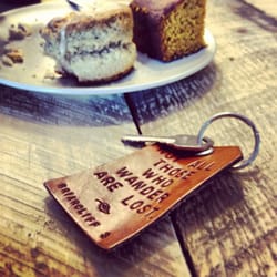 Briarcliff Motel - The room key and the owner Clare's delicious scone and pumpkin bread, offered for breakfast (included in the stay)