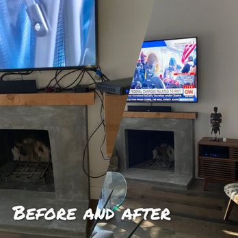 Kapster Technologies - Cords/Wires concealment inside walls above fireplace - Home Theatre Installation Near Me