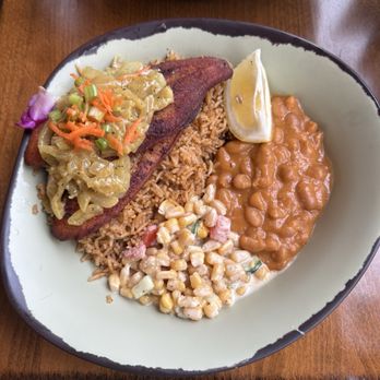 Baobab Fare - Samaki with Corn Salad and Stewed Yellow Beans - Coffee & Tea Near Me - Detroit, Michigan