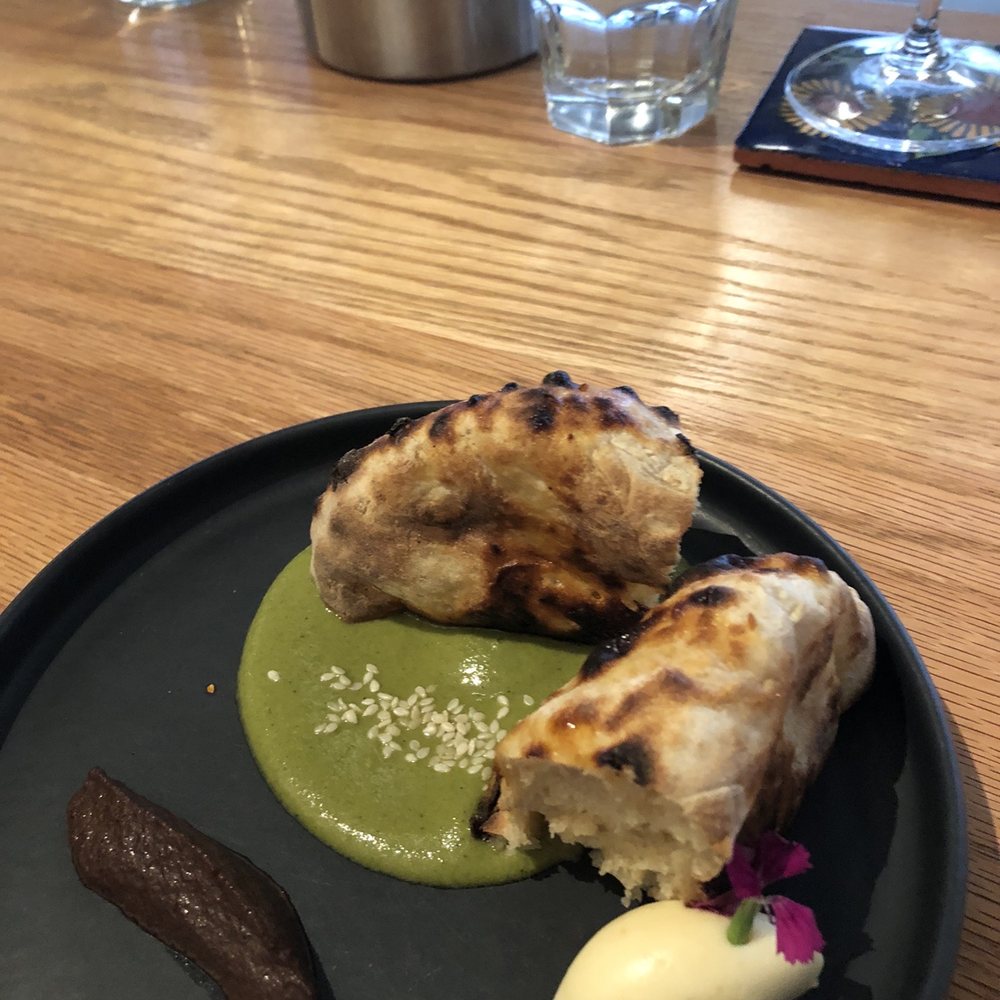 Brutø - Hearth bread: mole verde, miso butter, burnt cabbage, epazote - Tapas/Small Plates Near Me - Denver, Colorado Brutø - Hearth bread: mole verde, miso butter, burnt cabbage, epazote - Tapas/Small Plates Near Me - Denver, Colorado