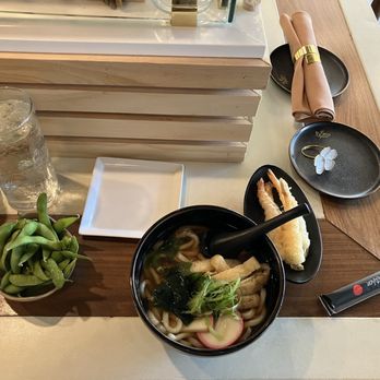 Tada Sushi Studio - Edamame, tempura shrimp udon soup, green tea. - Sushi Bars Near Me - Lake Oswego, Oregon Tada Sushi Studio - Edamame, tempura shrimp udon soup, green tea. - Sushi Bars Near Me - Lake Oswego, Oregon