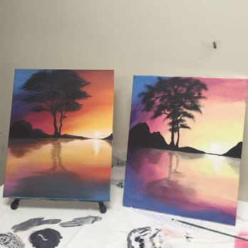 Paint & Sip Studio Temecula - The one on the left was what is was supposed to look like, mine is on the right. The orange is really hard to make!! - Paint & Sip Near Me - Temecula, California