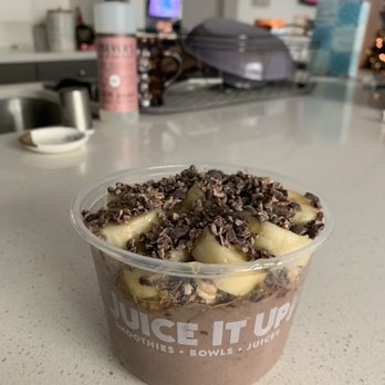 Juice It Up! - Protein açaí bowl with bananas, cacao nibs, and hemp granola drizzled with honey - Juice Bars & Smoothies Near Me - Rancho Cucamonga, California Juice It Up! - Protein açaí bowl with bananas, cacao nibs, and hemp granola drizzled with honey - Juice Bars & Smoothies Near Me - Rancho Cucamonga, California