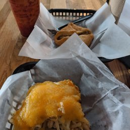 Breakfast casserole (I had started eating it) and a sausage roll. Breakfast casserole (I had started eating it) and a sausage roll.