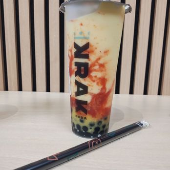 Krak Boba - Mango Tango (with mango/strawberry scoop and boba) - Bubble Tea Near Me - Redlands, California