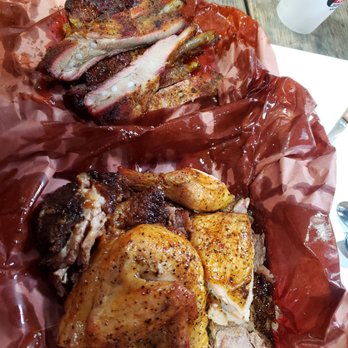 Cooper's Old Time Pit Bar-B-Que - Greasy goodness. Brisket,  Half Chicken,  Pork Ribs. - Barbeque Near Me - Austin, Texas