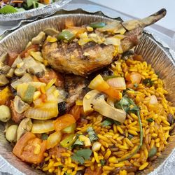 The New Chester Diner - Two huge grill pork chops on the bone in a Spanish sauce with Spanish rice and black beans