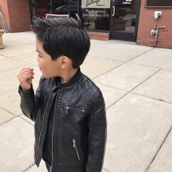 Anthony's Hair - My son outside the salon after his haircut.