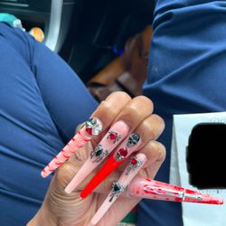 StarrVana Nails - Nude Bloody Red Bottoms x Bloody Halloween