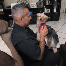A quick connection between my dog and our trainer, Tony