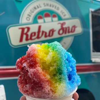 Retro Sno - a rainbow colored ice cream cone - Food Trucks Near Me - Nashville, Tennessee Retro Sno - a rainbow colored ice cream cone - Food Trucks Near Me - Nashville, Tennessee