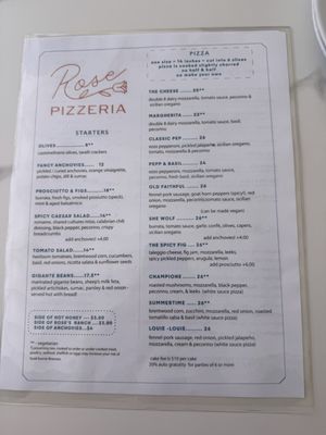 Menu photo 1 Rose Pizzeria Berkeley, CA Menu photo 1 Rose Pizzeria Berkeley, CA