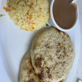 El Pulgarcito - I got the Plate with Rice, Beans, Pupusas Revuelta, and an extra pupusa of Chicharron con Queso. - Salvadoran Near Me - Orange, California El Pulgarcito - I got the Plate with Rice, Beans, Pupusas Revuelta, and an extra pupusa of Chicharron con Queso. - Salvadoran Near Me - Orange, California