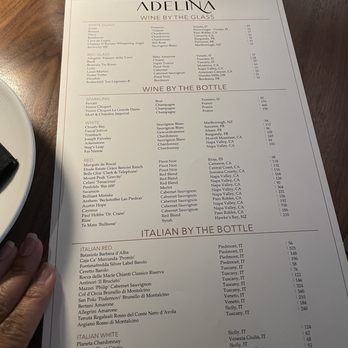 Adelina - Wine menu - Italian Near Me - Detroit, Michigan