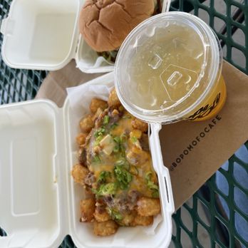 Bopomofo Cafe - $36 for this? Classic Mapo Tots, Honey Walnut Shrimp Sandwich, and a Mango refresher - Bubble Tea Near Me - Artesia, California