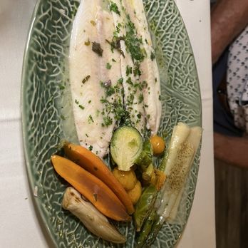 La Violetta - Dover Sole with carrots and asparagus covered by cheese - Italian Near Me - Sarasota, Florida