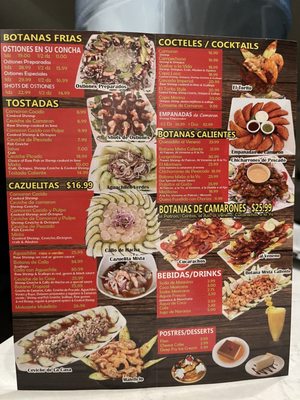 Menu photo 3 Mariscos Playa De Corales Placentia, CA