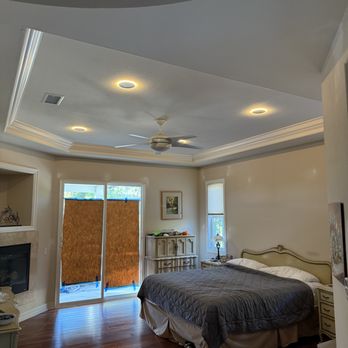 Lighting and Electrical - Master bedroom with night light mode on. Some construction still in progress. - Electricians Near Me Lighting and Electrical - Master bedroom with night light mode on. Some construction still in progress. - Electricians Near Me