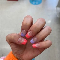 VT Nails Spa - Really bad shaping and painting. Should've used a nail tone color under the French part. French part isn't even.