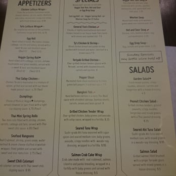 Ty Ginger Asian Bistro - Front of menu. - Asian Fusion Near Me - Dublin, Ohio