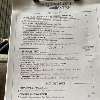 Neighborhood Wine - Menu - Wine Bars Near Me - Fort Worth, Texas