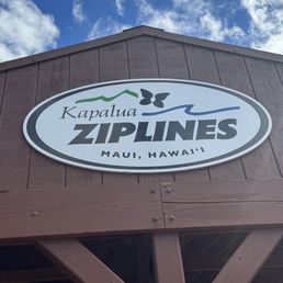 Exterior outside entrance of Kapalua Ziplines - Kapalua Zipline sign - Lahaina, Hawaii Exterior outside entrance of Kapalua Ziplines - Kapalua Zipline sign - Lahaina, Hawaii