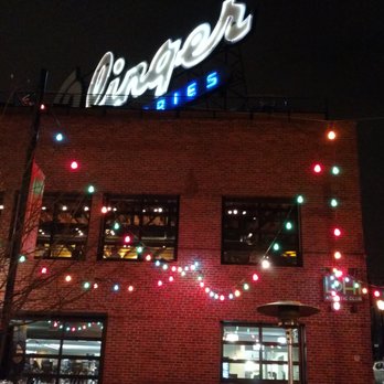 Linger - Hello Linger! A cold, crisp Winter evening after an ice storm - and Linger is glowing with lights :-) - Asian Fusion Near Me - Denver, Colorado