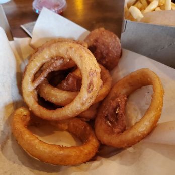 HOOK’d Bar and Grill - Onion Rings, with a few already eaten $10.50 (5/5) - Breakfast & Brunch Near Me - Santa Barbara, California