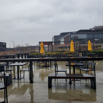 Bellevue Brewing Company - Spring District Brewpub - Outdoor seating on a rainy day - Brewpubs Near Me - Bellevue, Washington