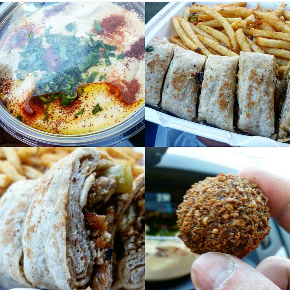 Ruzana - Here is what we ordered.  Sample shwarma with amazing fries.  We got this amazing hummus.  And the falafel is DAMNED GOOD. - Kebab Near Me - Brooklyn, New York