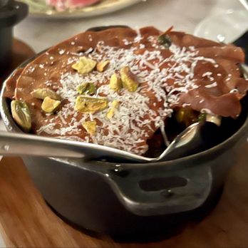 Atlas Steak + Fish - Brussels sprouts (hiding under the mortadella crisp) - Steakhouses Near Me - Langley, British Columbia