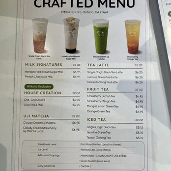 Milksha - Menu - Coffee & Tea Near Me - Ontario, California