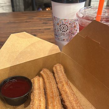 Azucanela - Churro Frambuesa Hibiscus and Guava Horchata Latte - Coffee & Tea Near Me - Azusa, California Azucanela - Churro Frambuesa Hibiscus and Guava Horchata Latte - Coffee & Tea Near Me - Azusa, California