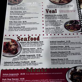 Toscana - a menu for a restaurant - Italian Near Me - Yorktown, Virginia