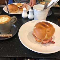 The Park Cafe - Bacon and egg roll - loaded!