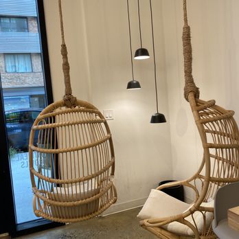 Pure Green - two hanging chairs and a table - Juice Bars & Smoothies Near Me - Brooklyn, New York