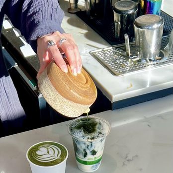 Neighbor's Corner - iced black sesame matcha latte - Coffee & Tea Near Me - San Francisco, California Neighbor's Corner - iced black sesame matcha latte - Coffee & Tea Near Me - San Francisco, California
