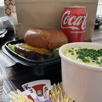 Maverick Burgers And Wings - a bowl of soup and a sandwich - Burgers Near Me - Chicago, Illinois Maverick Burgers And Wings - a bowl of soup and a sandwich - Burgers Near Me - Chicago, Illinois