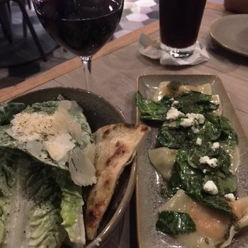 Moku Kitchen - Caesar Salad & Sweet Potato Ravioli, complete with wine & beer! - Cocktail Bars Near Me - Honolulu, Hawaii