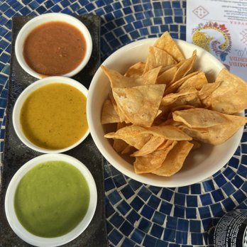 Buena Vida Cantina - Chips & salsa for $5! Habanero, tomatillo, fire-roasted tomato (not in that order) - Mexican Near Me - San Francisco, California