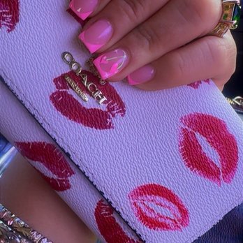 Sky Nails & Spa - Pink French tip with heart shaped "cherry" design - Nail Salons Near Me - Albuquerque, New Mexico Sky Nails & Spa - Pink French tip with heart shaped "cherry" design - Nail Salons Near Me - Albuquerque, New Mexico