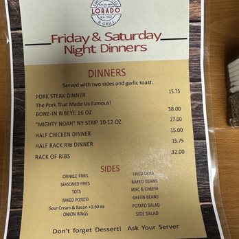 Lorado Grocery and Grill - Friday and Saturday night specials menu. - American Near Me - Jonesboro, Arkansas Lorado Grocery and Grill - Friday and Saturday night specials menu. - American Near Me - Jonesboro, Arkansas