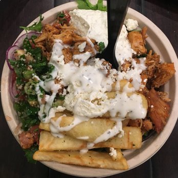 Gyroscope - Salad with spicy chicken. - Greek Near Me - Boston, Massachusetts