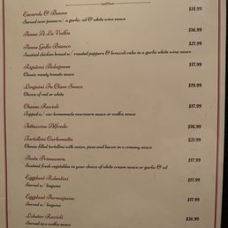 Pasta menu as of 06.27.2023 Pasta menu as of 06.27.2023