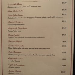 Alfredo’s Restaurant - Pasta menu as of 06.27.2023